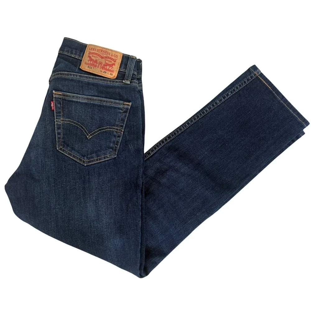 Levi's 511 Slim Fit Jeans Mens Dark Wash Indigo Blue Denim Size 29‎ x 30